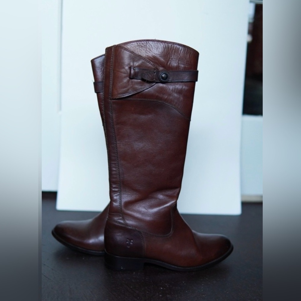 Frye Dark Brown Leather Reheeled Boots